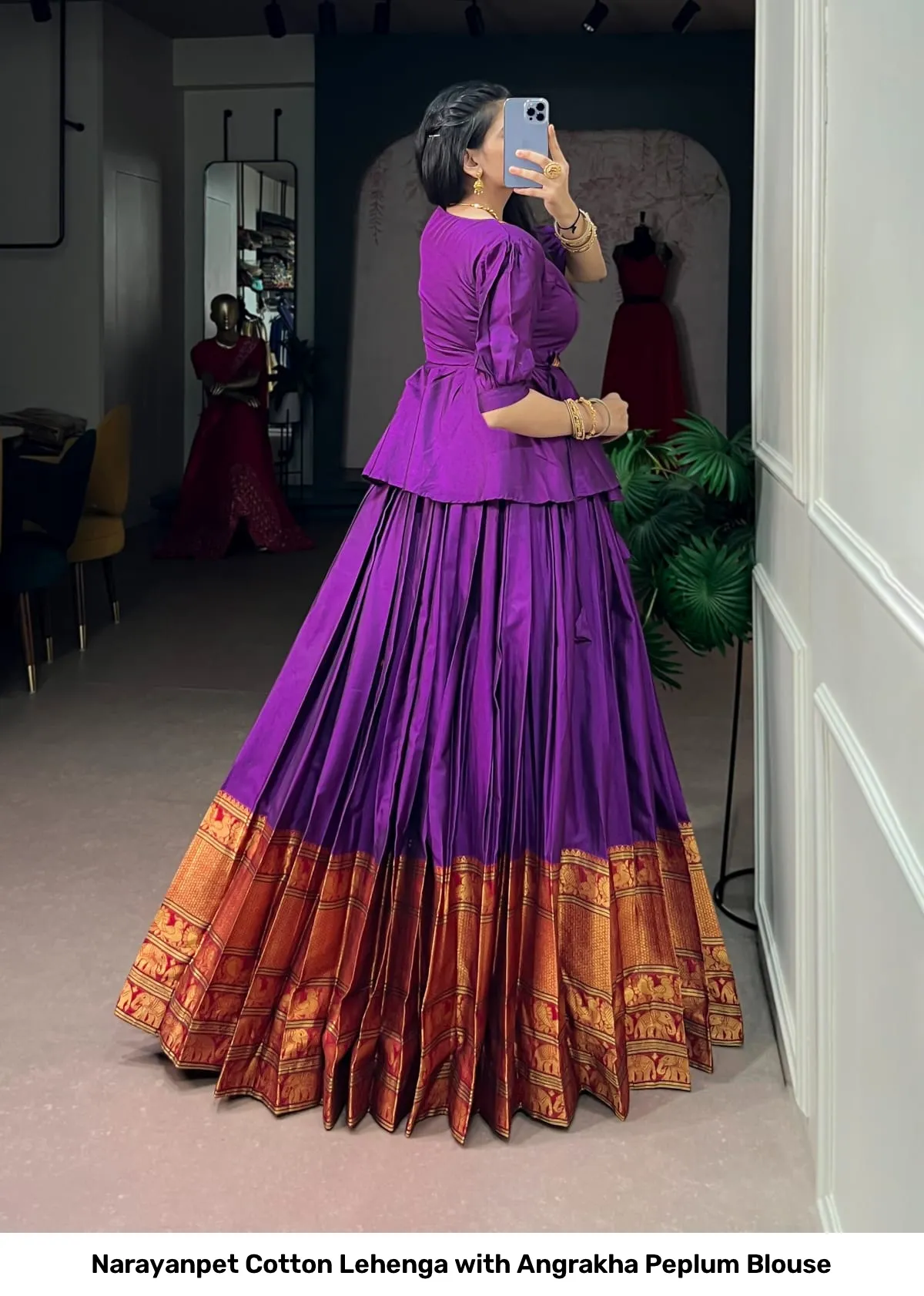 Narayanpet Cotton Lehenga with Angrakha Peplum Blouse 7
