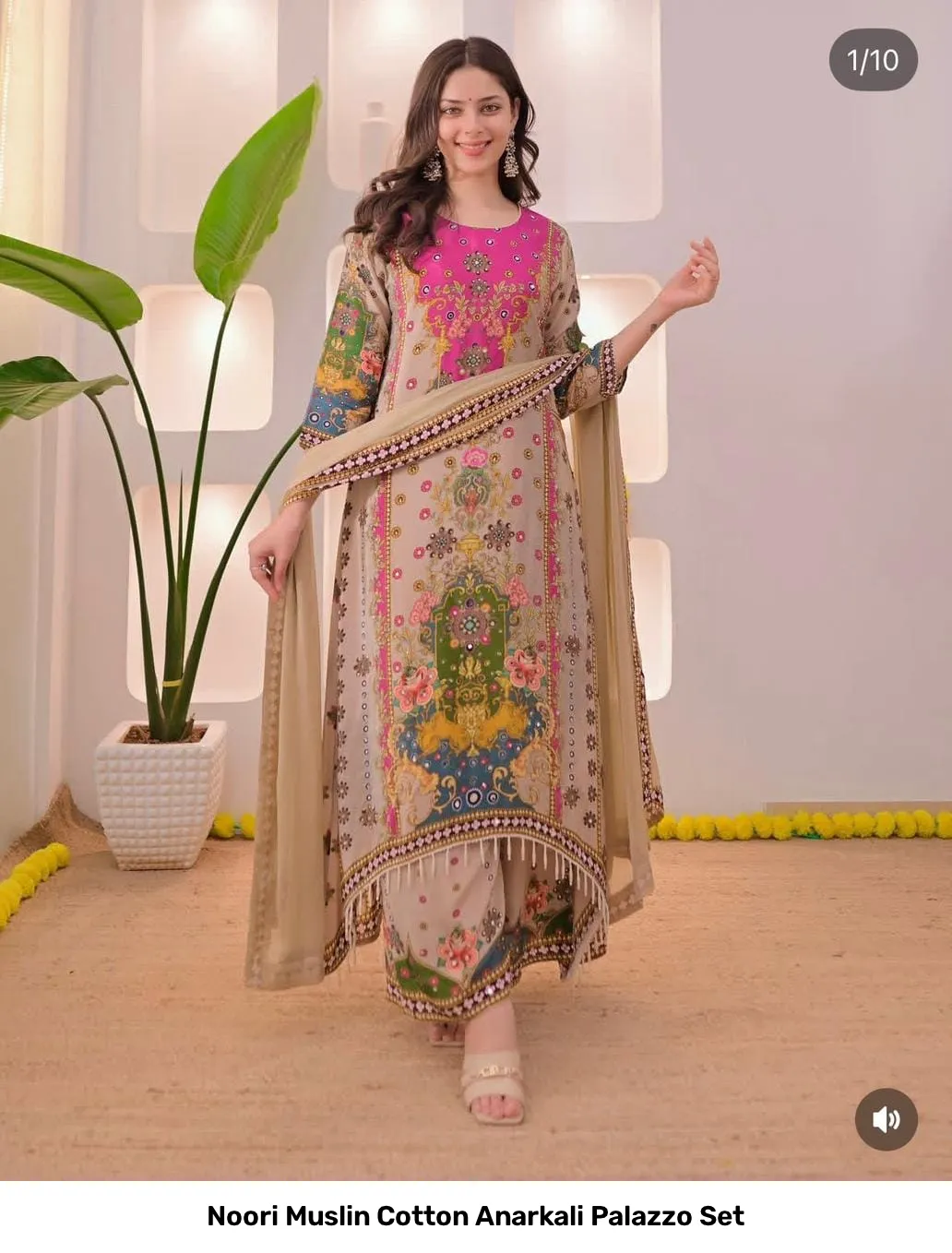 Noori Muslin Cotton Anarkali Palazzo Set 4