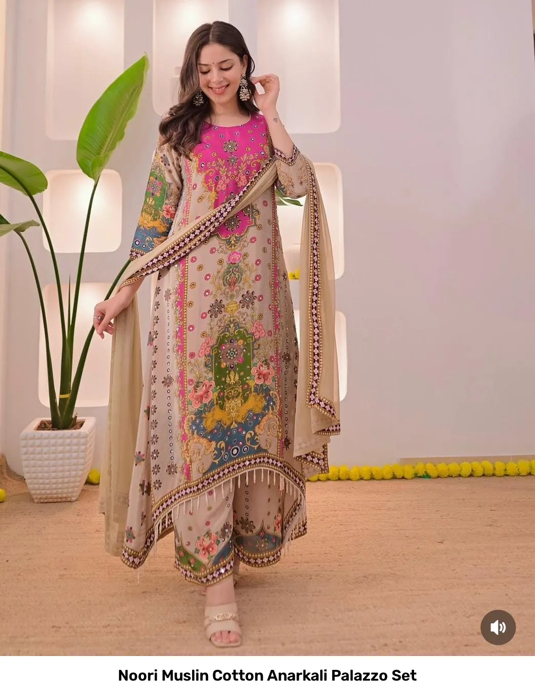 Noori Muslin Cotton Anarkali Palazzo Set 5