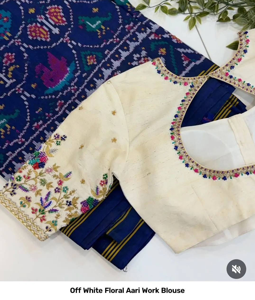 Off White Floral Aari Work Blouse 2