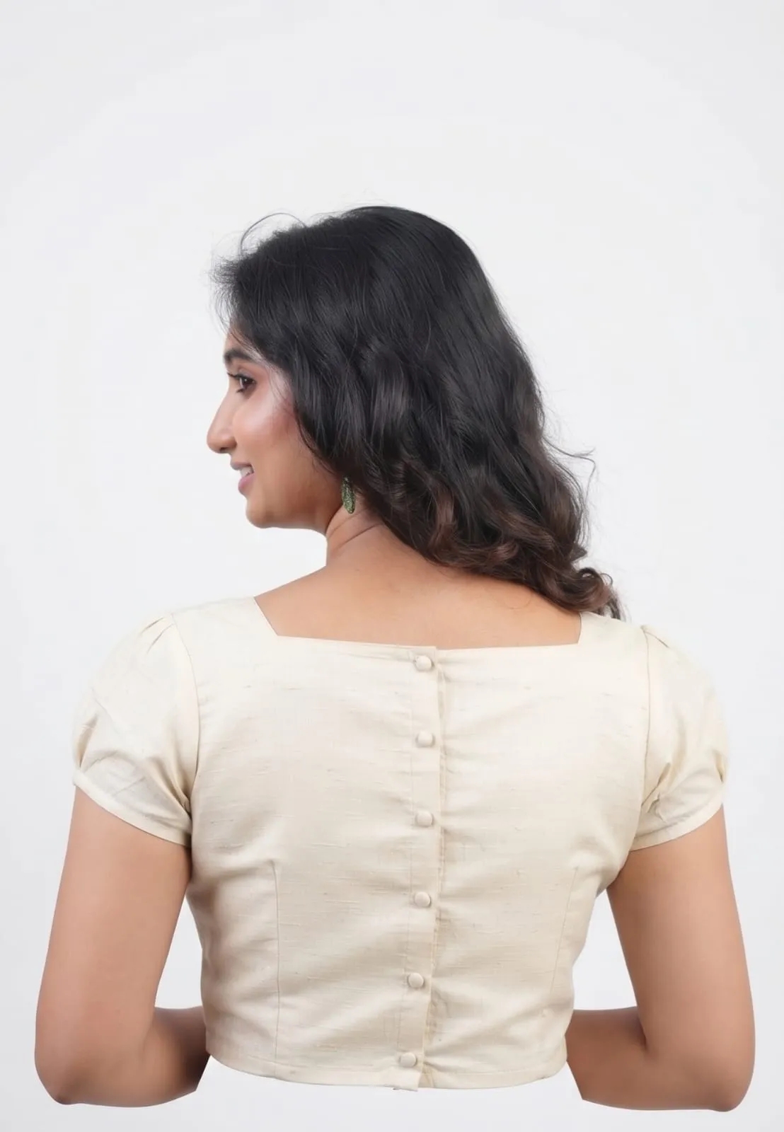 Off-White Square Neck Silk Blouse