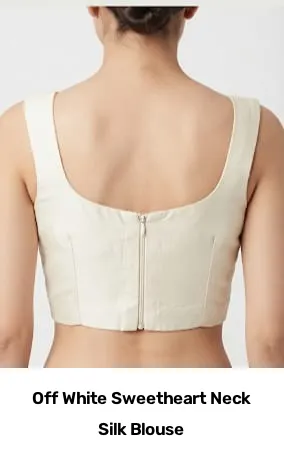 Off White Sweetheart Neck Silk Blouse 2