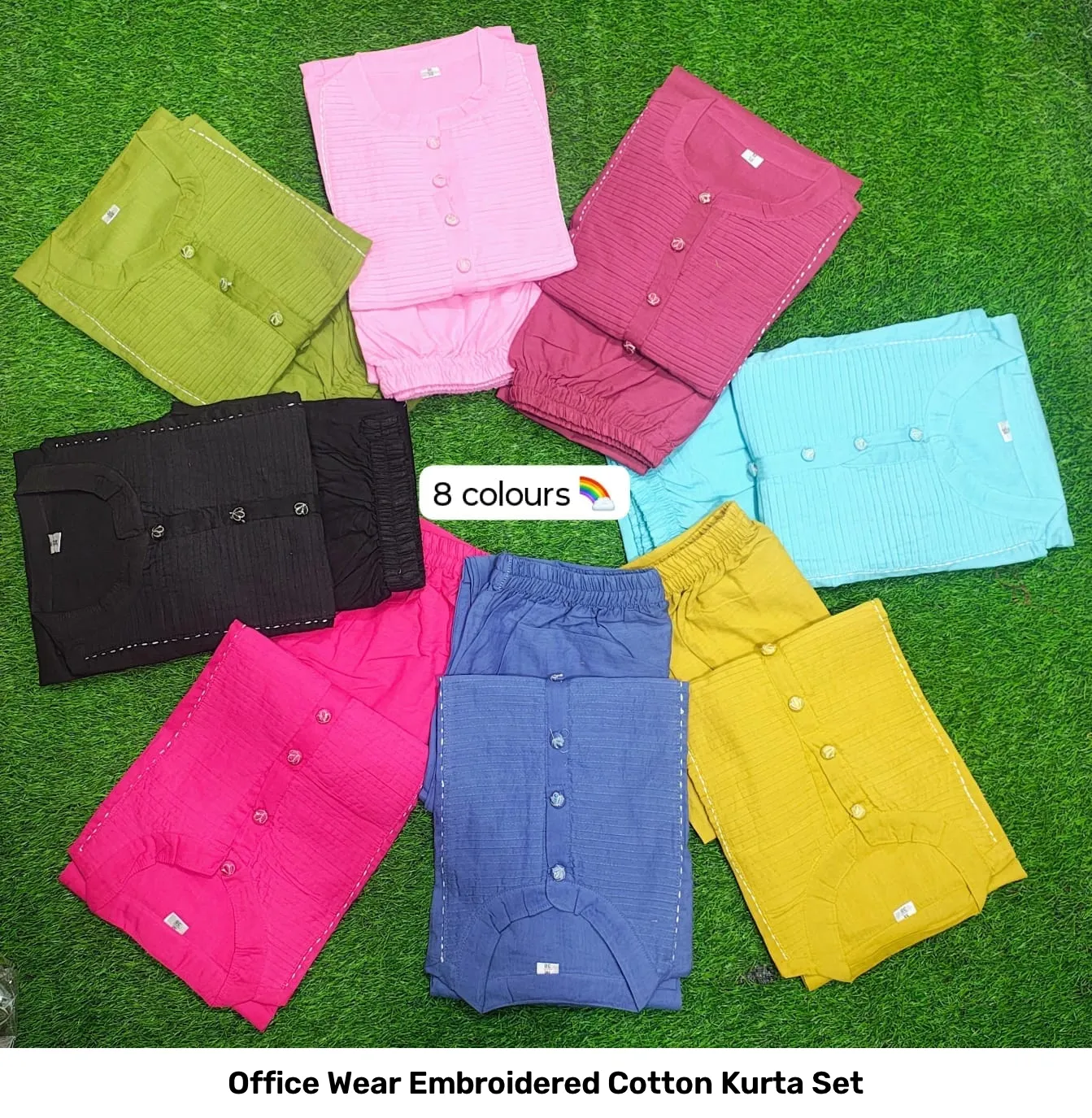 Office Wear Embroidered Cotton Kurta Set 10