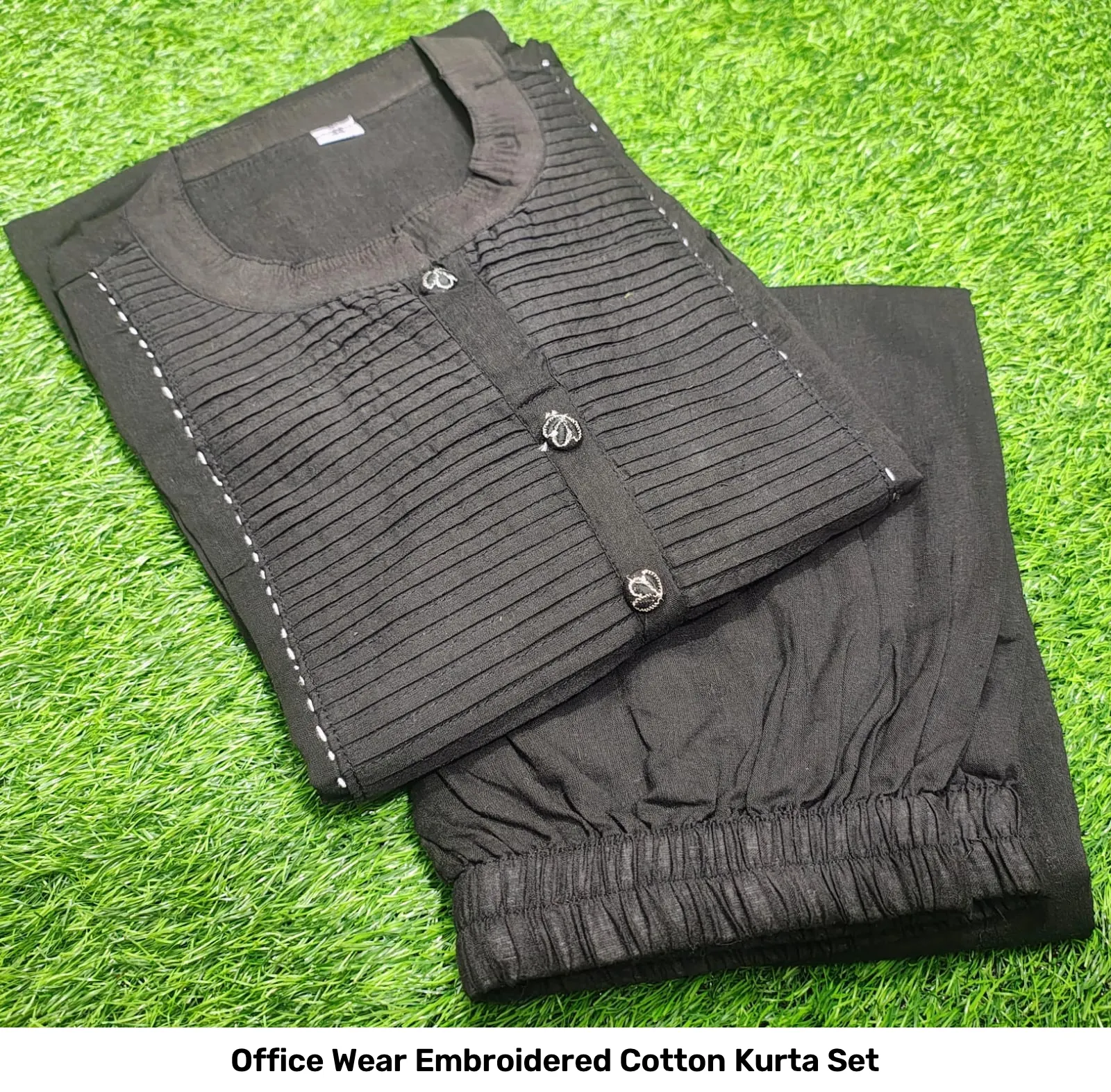 Office Wear Embroidered Cotton Kurta Set 11