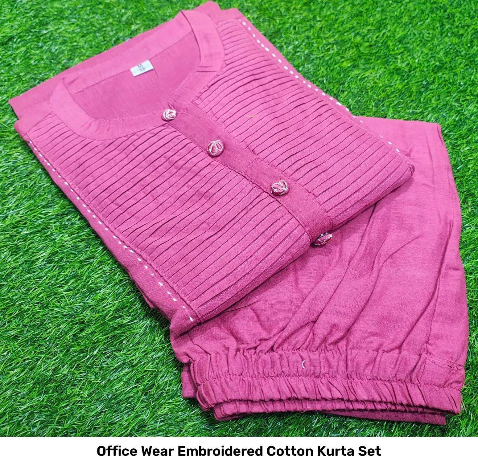 Office Wear Embroidered Cotton Kurta Set 14