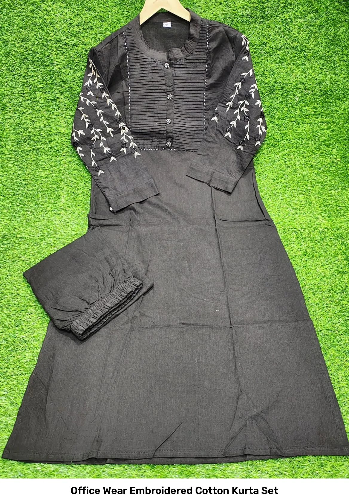 Office Wear Embroidered Cotton Kurta Set 16