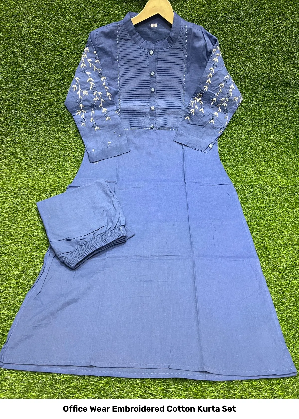 Office Wear Embroidered Cotton Kurta Set 19