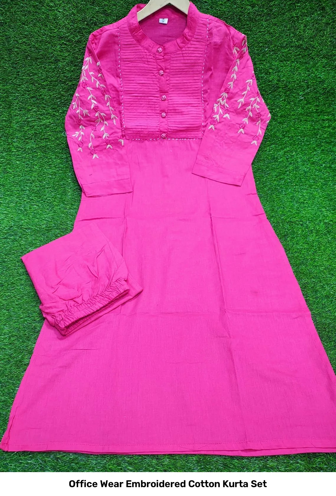 Office Wear Embroidered Cotton Kurta Set 23