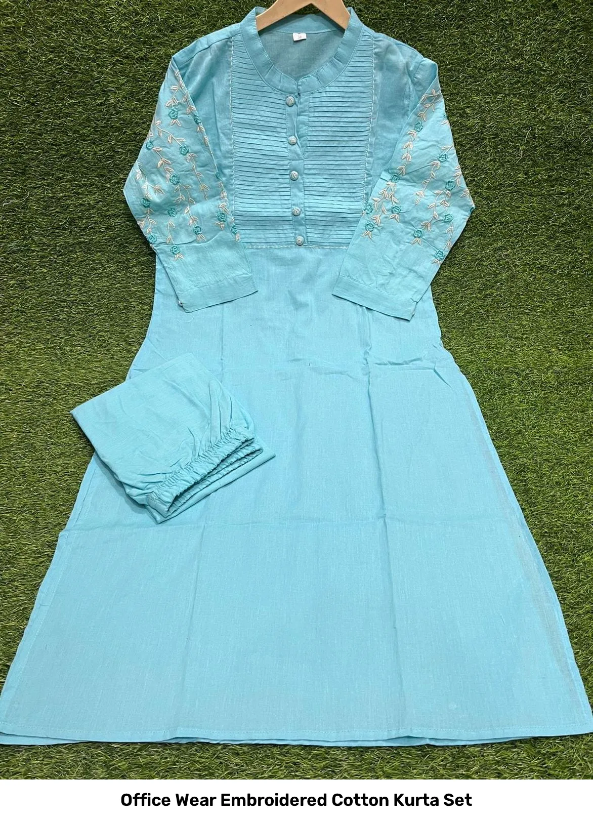 Office Wear Embroidered Cotton Kurta Set 24