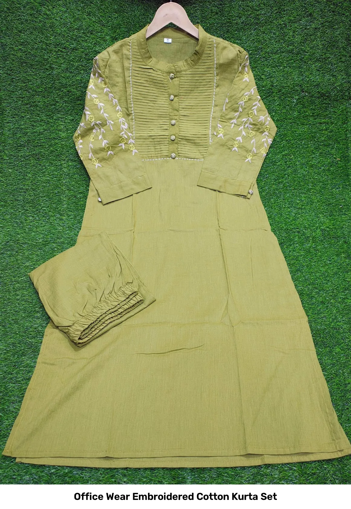 Office Wear Embroidered Cotton Kurta Set 4