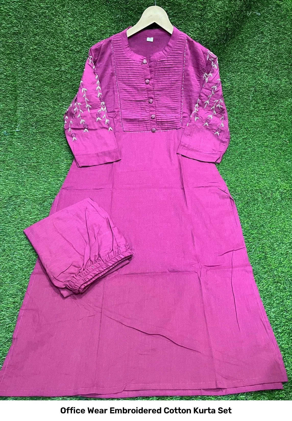 Office Wear Embroidered Cotton Kurta Set 7