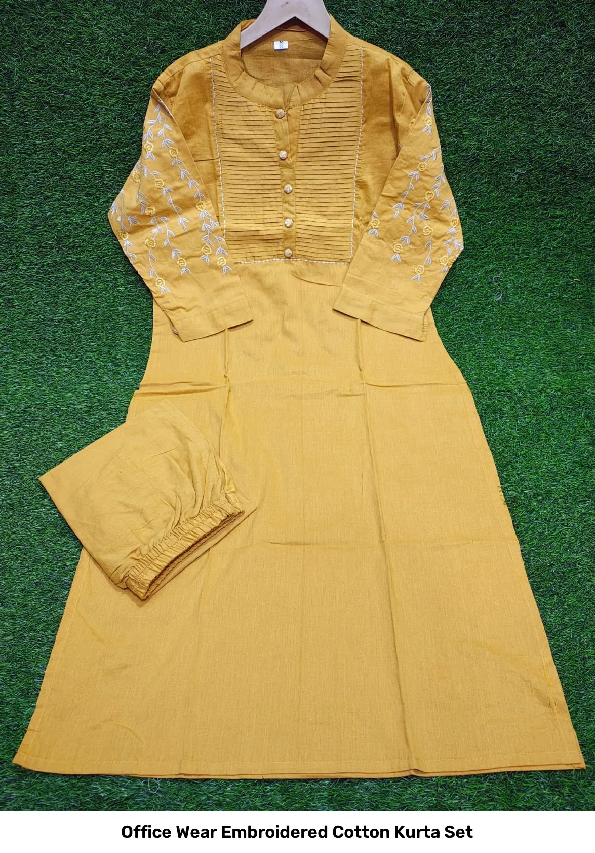 Office Wear Embroidered Cotton Kurta Set 8