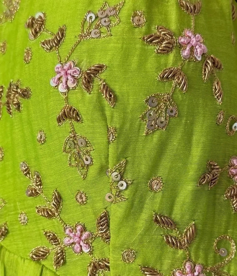 Olive Green Hand-Embroidered Anarkali Gown