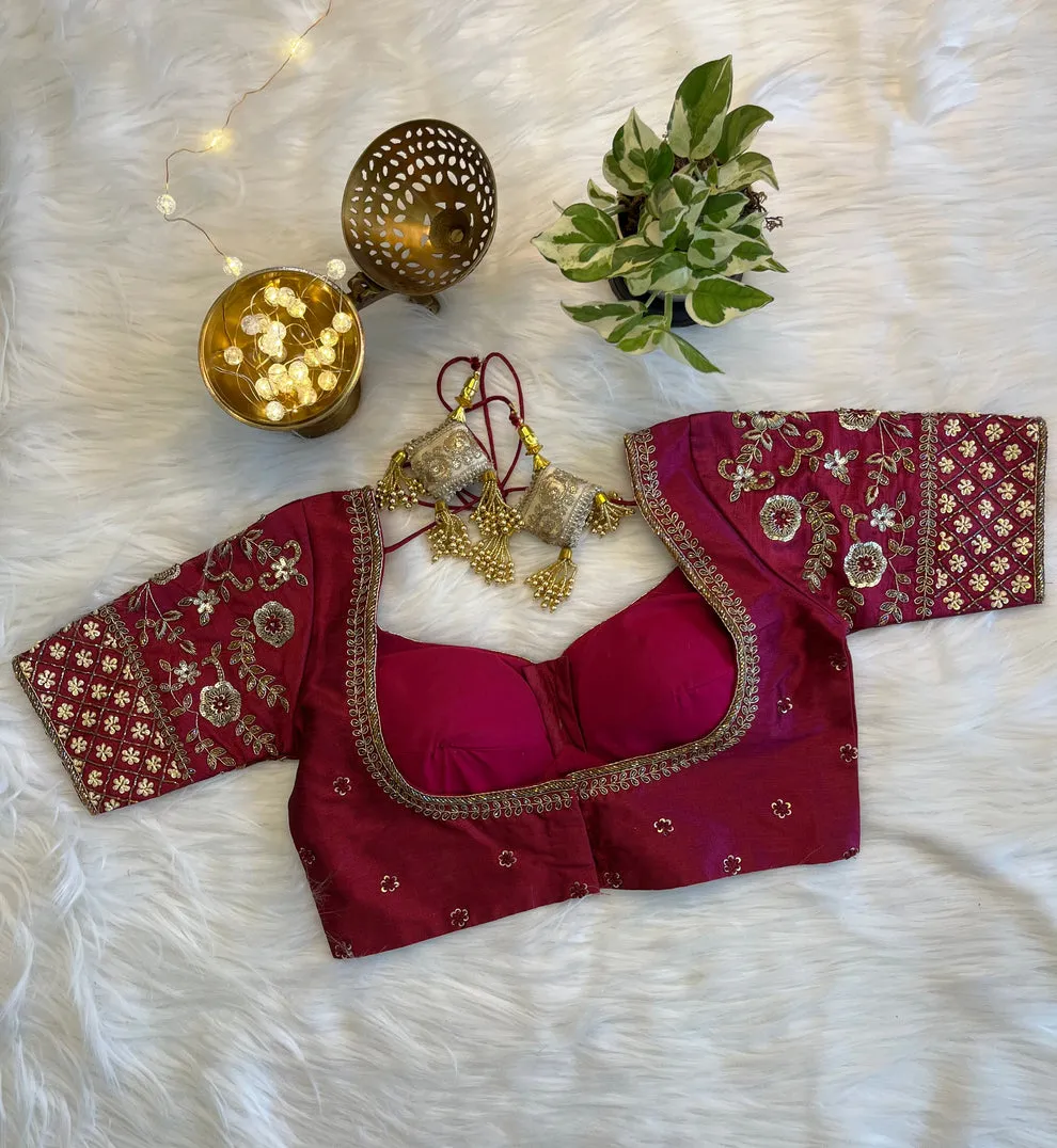 Party Wear Aari Work Saree Blouse