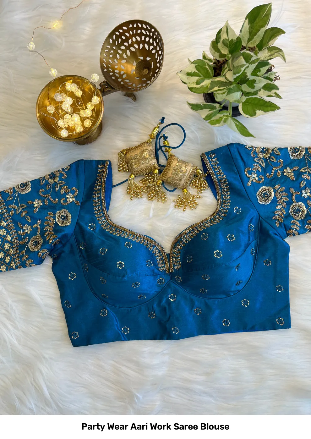 Party Wear Aari Work Saree Blouse 2