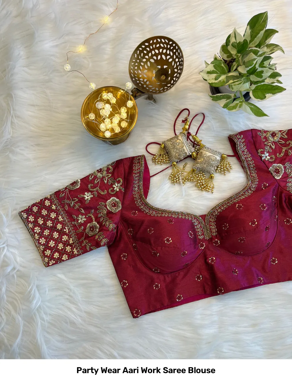 Party Wear Aari Work Saree Blouse 3