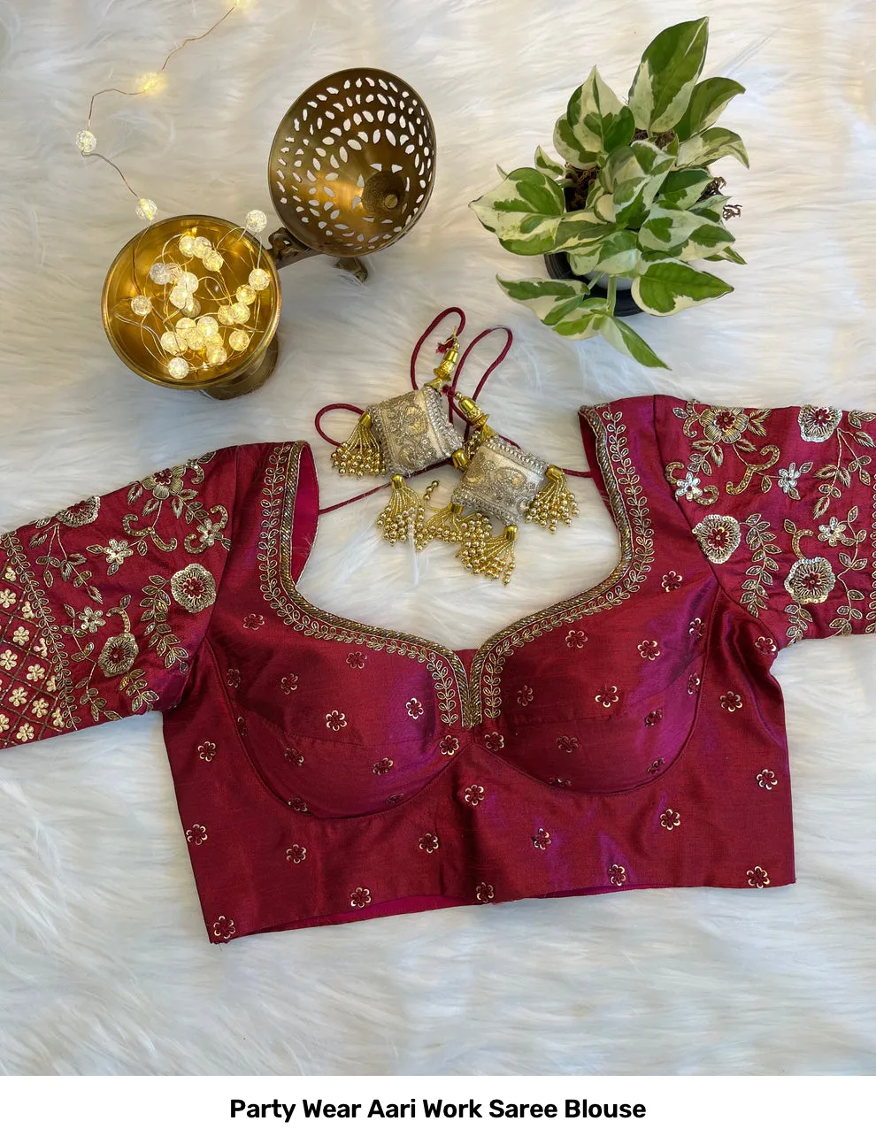 Party Wear Aari Work Saree Blouse 7