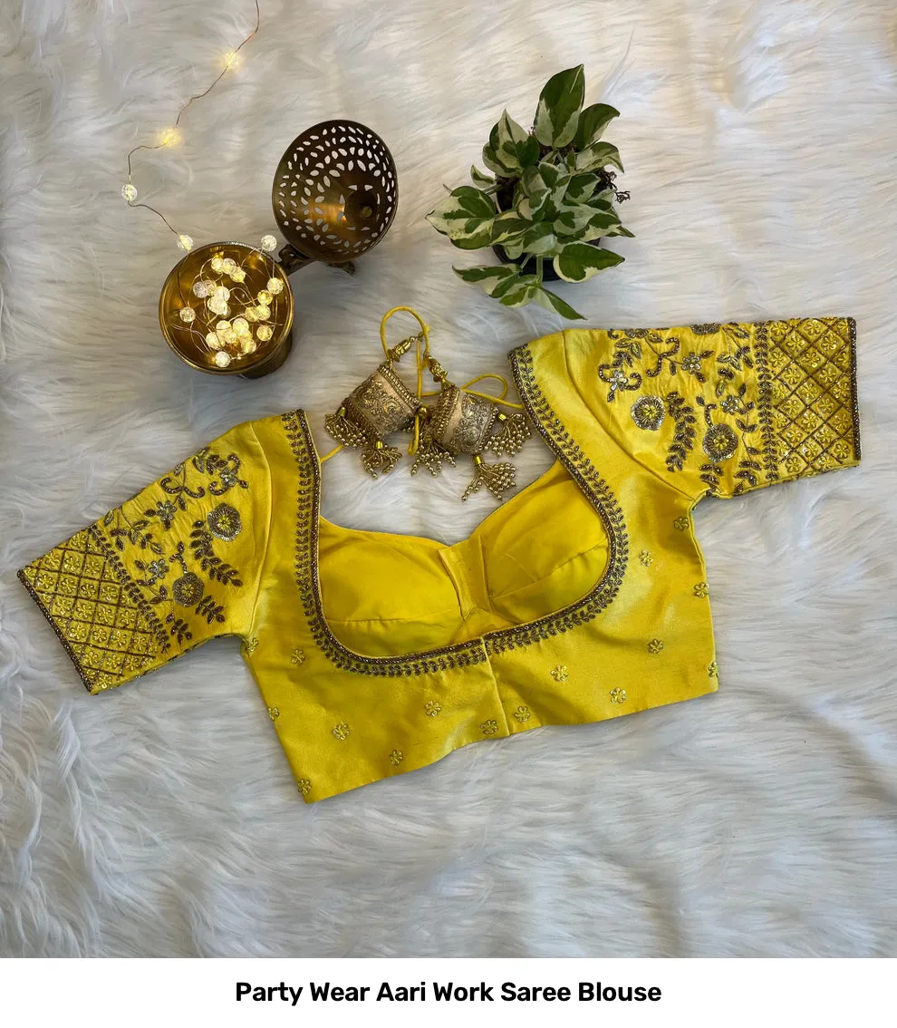 Party Wear Aari Work Saree Blouse 9