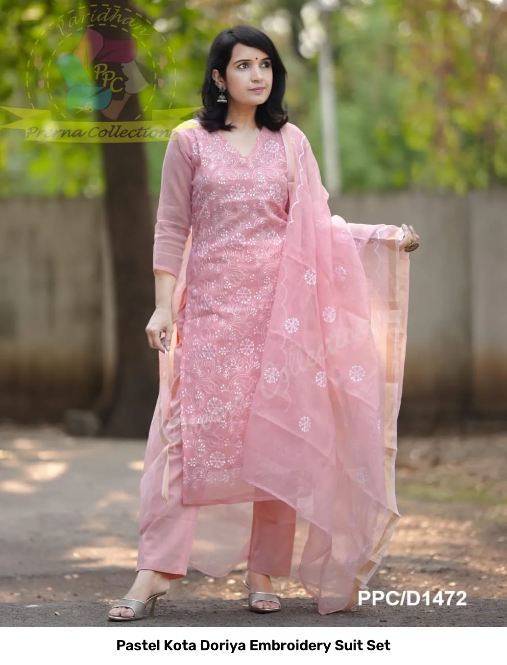 Pastel Kota Doriya Embroidery Suit Set 5