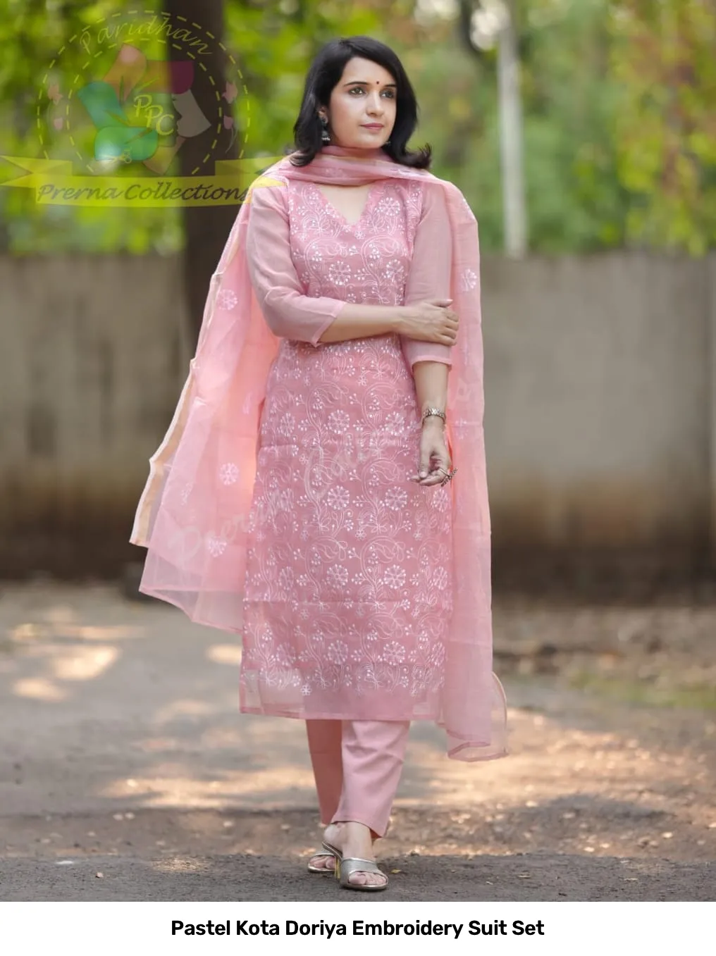 Pastel Kota Doriya Embroidery Suit Set 6