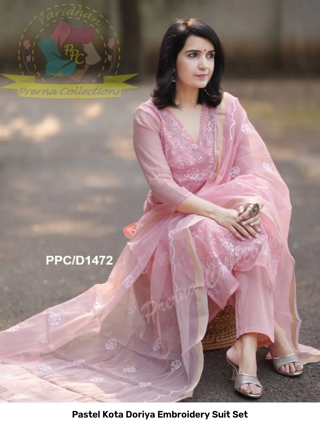 Pastel Kota Doriya Embroidery Suit Set 7