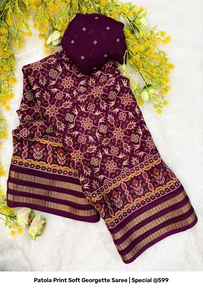 Patola Print Soft Georgette Saree | Special @599 3