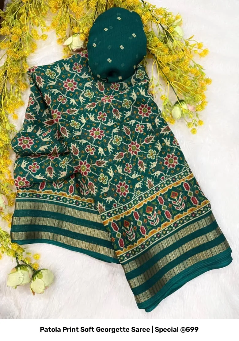 Patola Print Soft Georgette Saree | Special @599 4