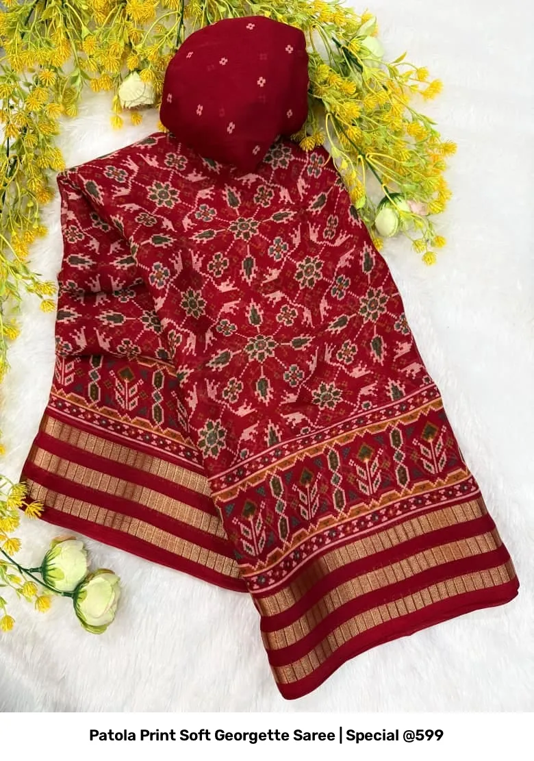 Patola Print Soft Georgette Saree | Special @599 5