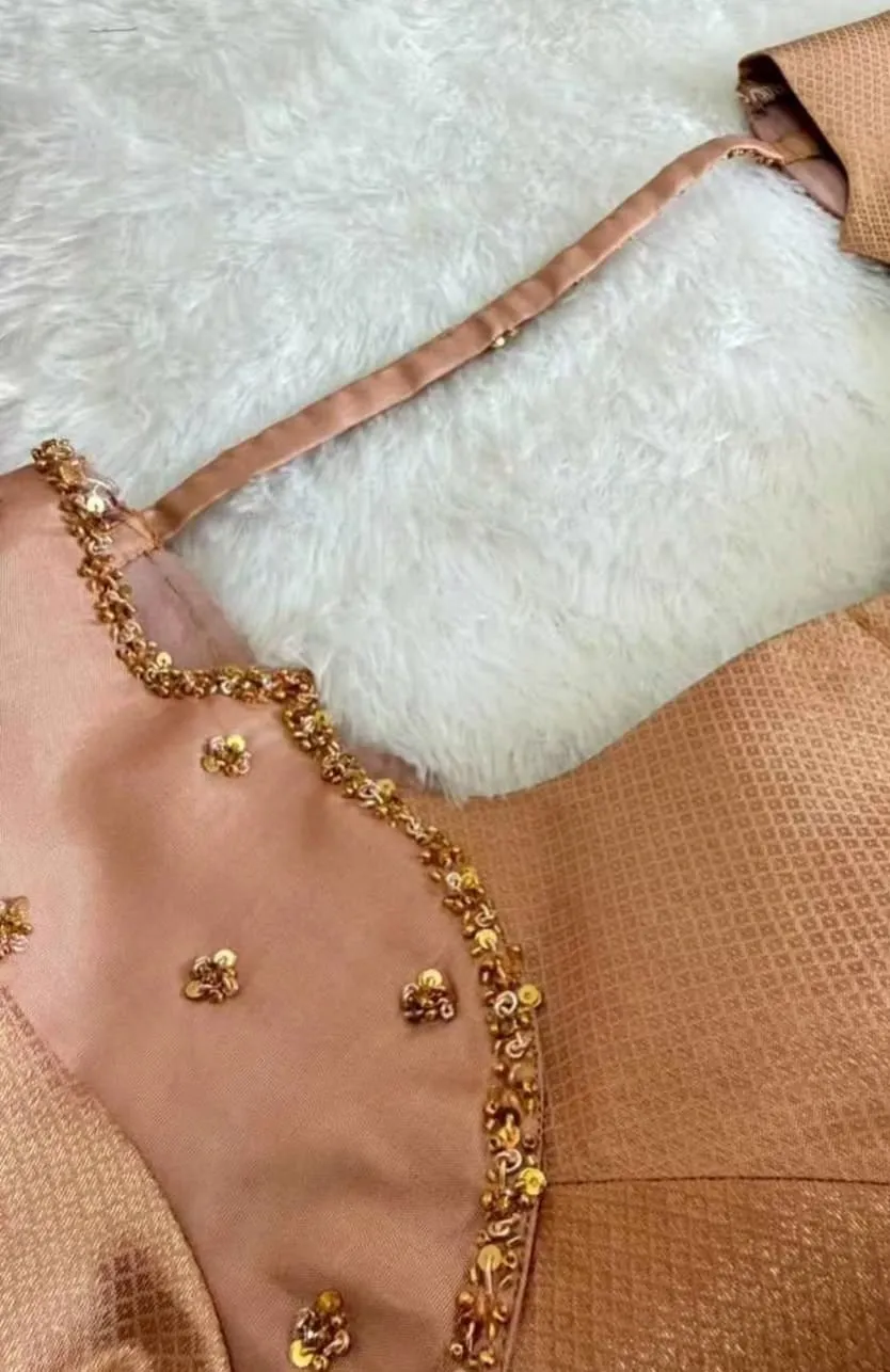 Peach Designer Maggam Work Blouse