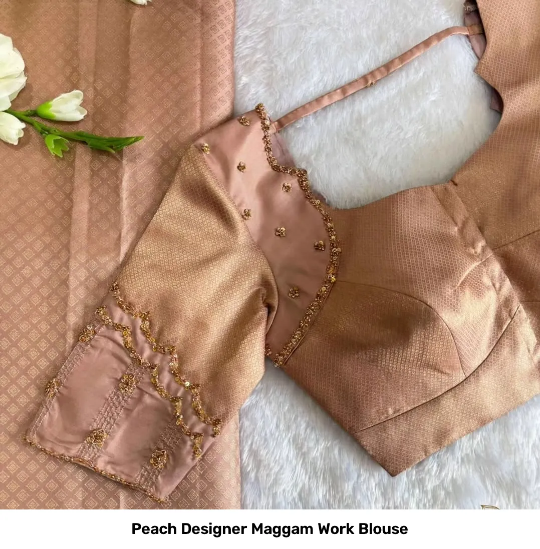 Peach Designer Maggam Work Blouse 2