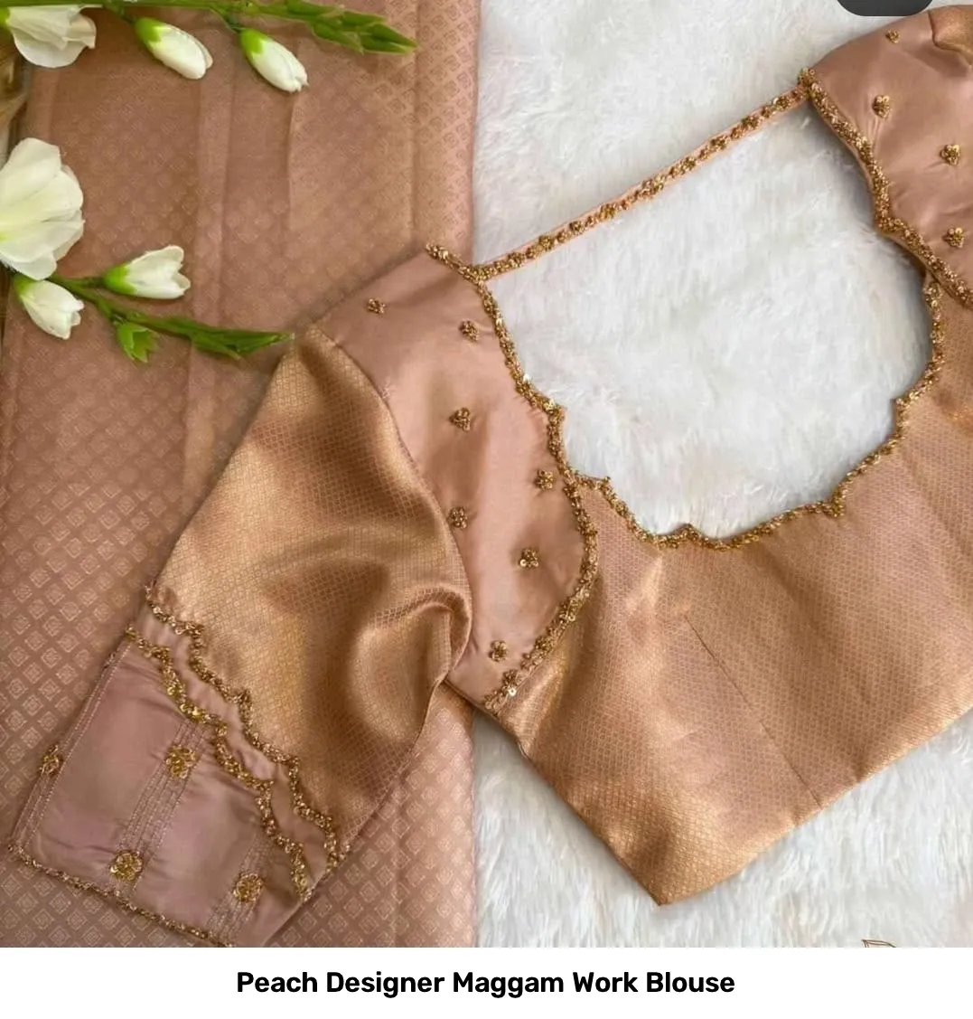 Peach Designer Maggam Work Blouse 3