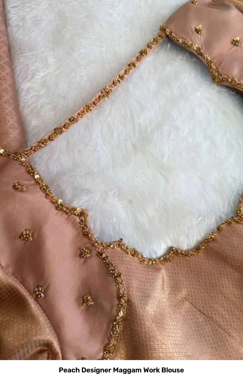 Peach Designer Maggam Work Blouse 4