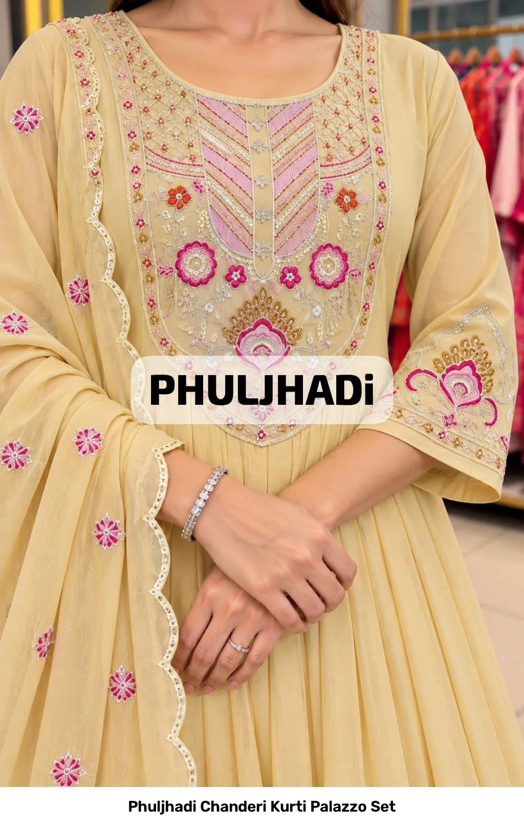 Phuljhadi Chanderi Kurti Palazzo Set 11
