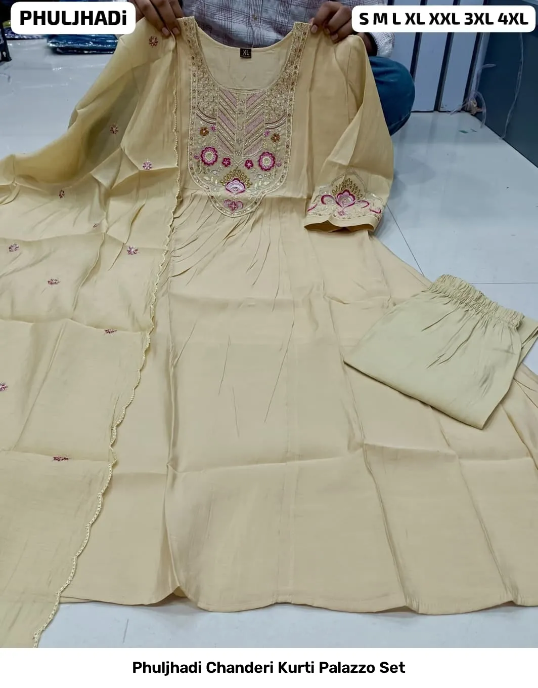 Phuljhadi Chanderi Kurti Palazzo Set 12