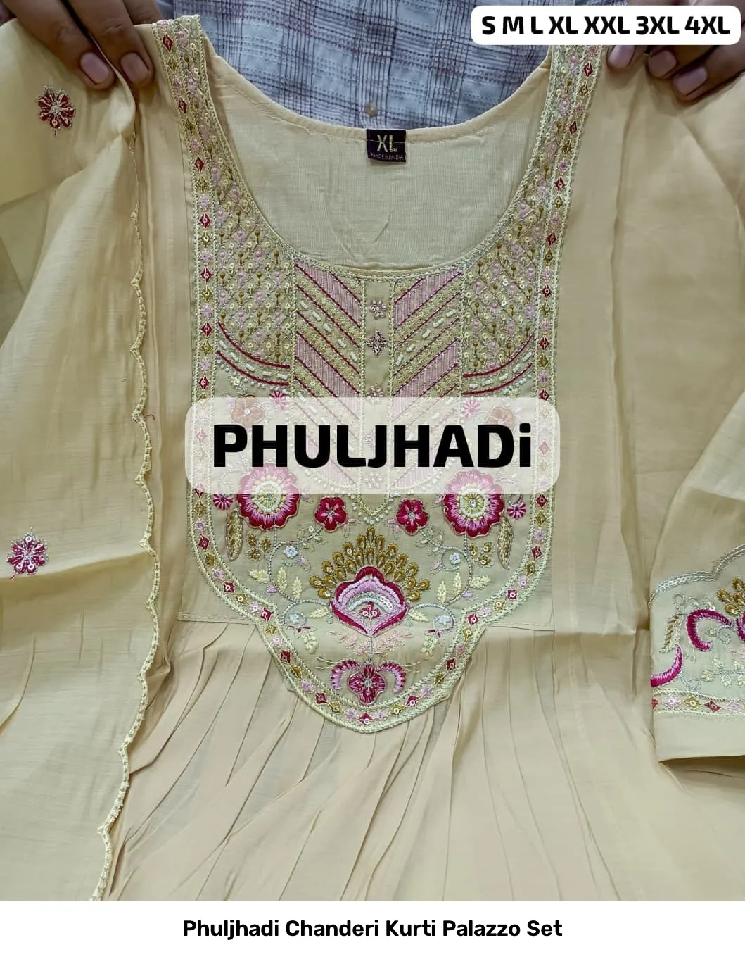 Phuljhadi Chanderi Kurti Palazzo Set 13