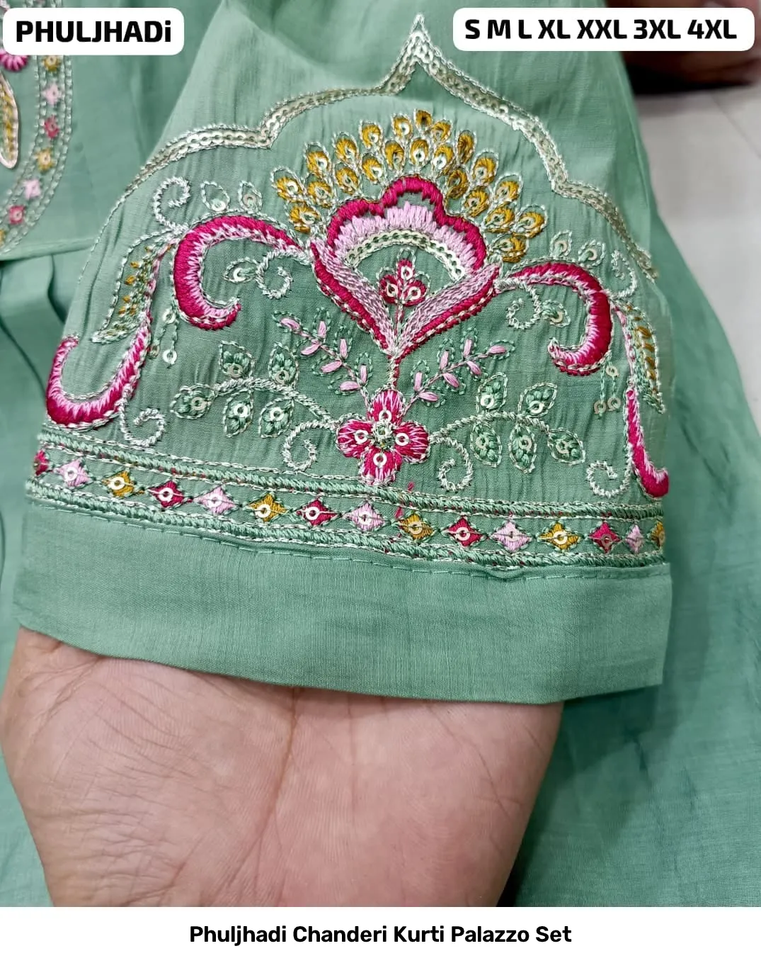Phuljhadi Chanderi Kurti Palazzo Set 14