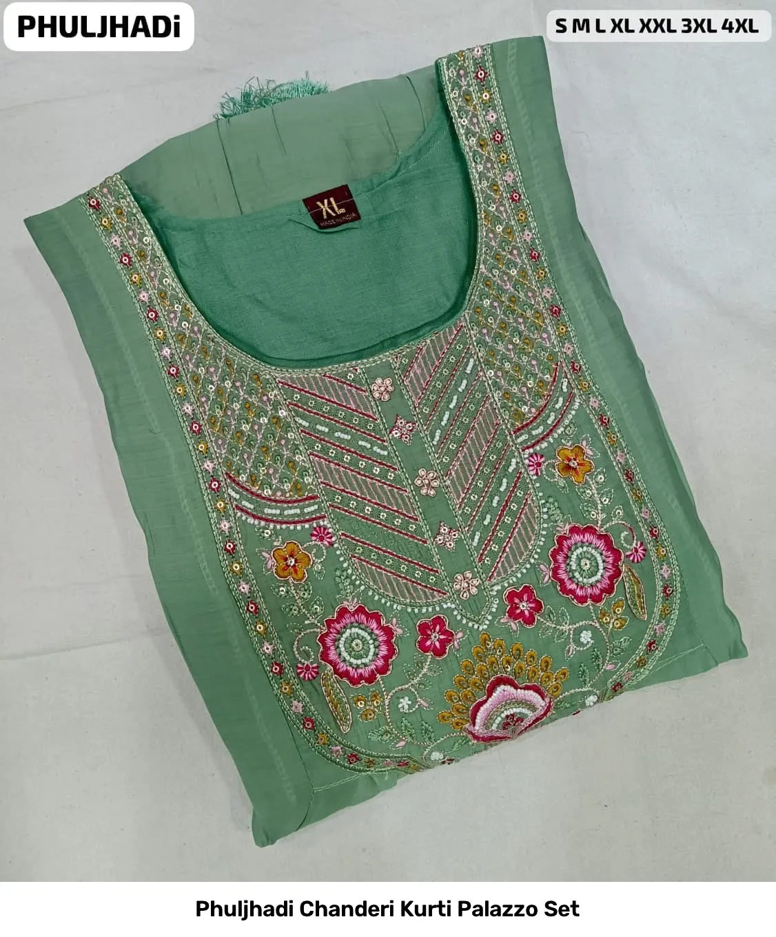 Phuljhadi Chanderi Kurti Palazzo Set 3