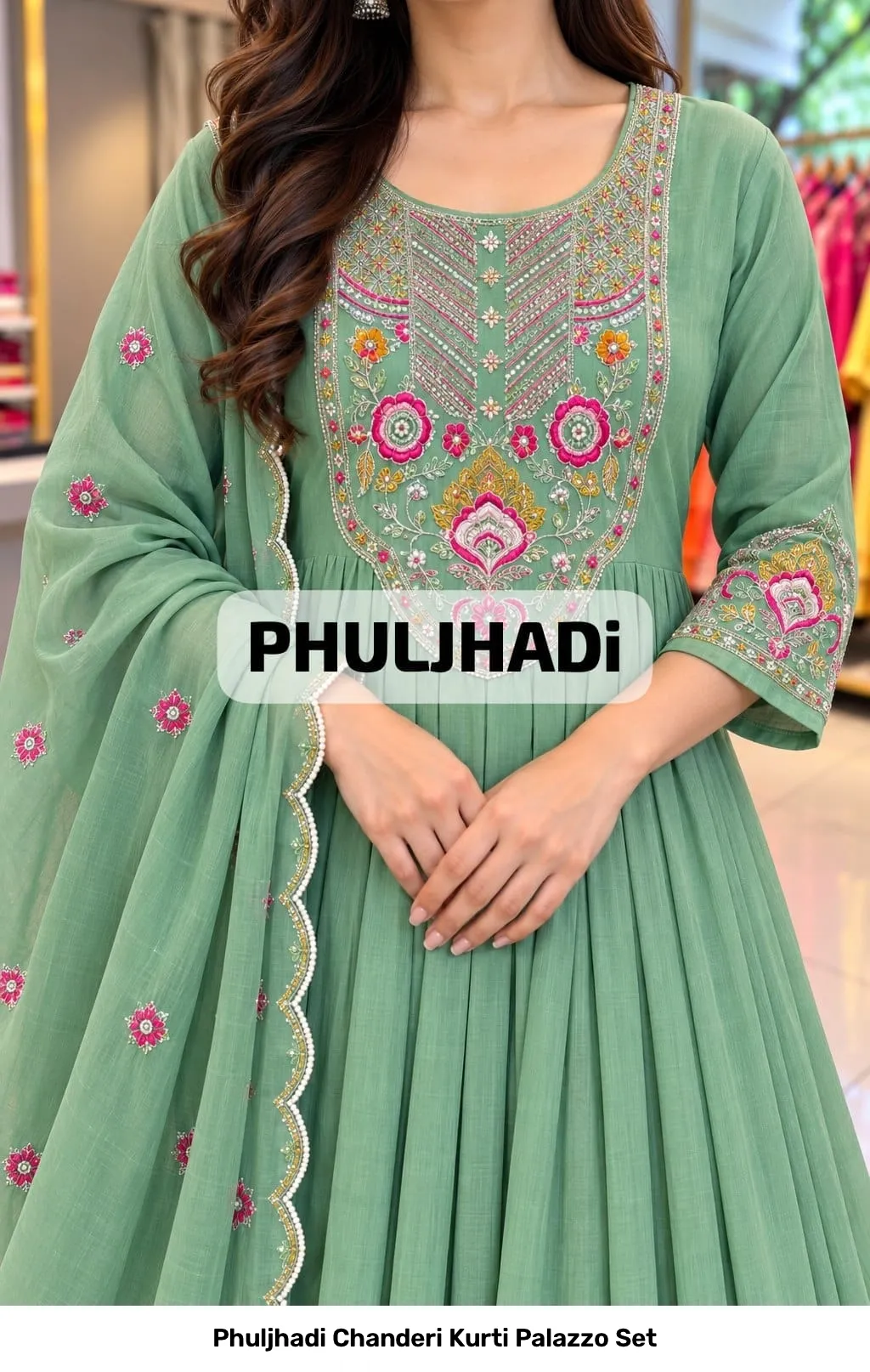 Phuljhadi Chanderi Kurti Palazzo Set 4