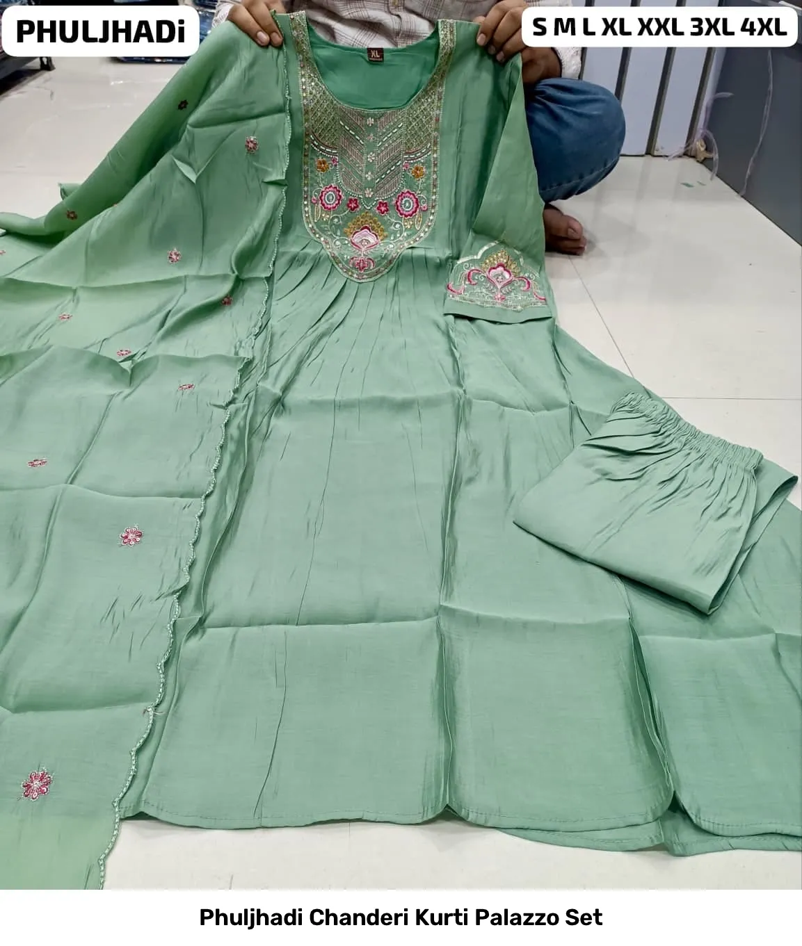 Phuljhadi Chanderi Kurti Palazzo Set 5