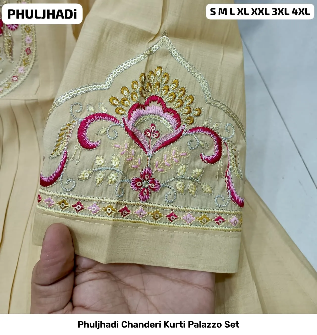Phuljhadi Chanderi Kurti Palazzo Set 9