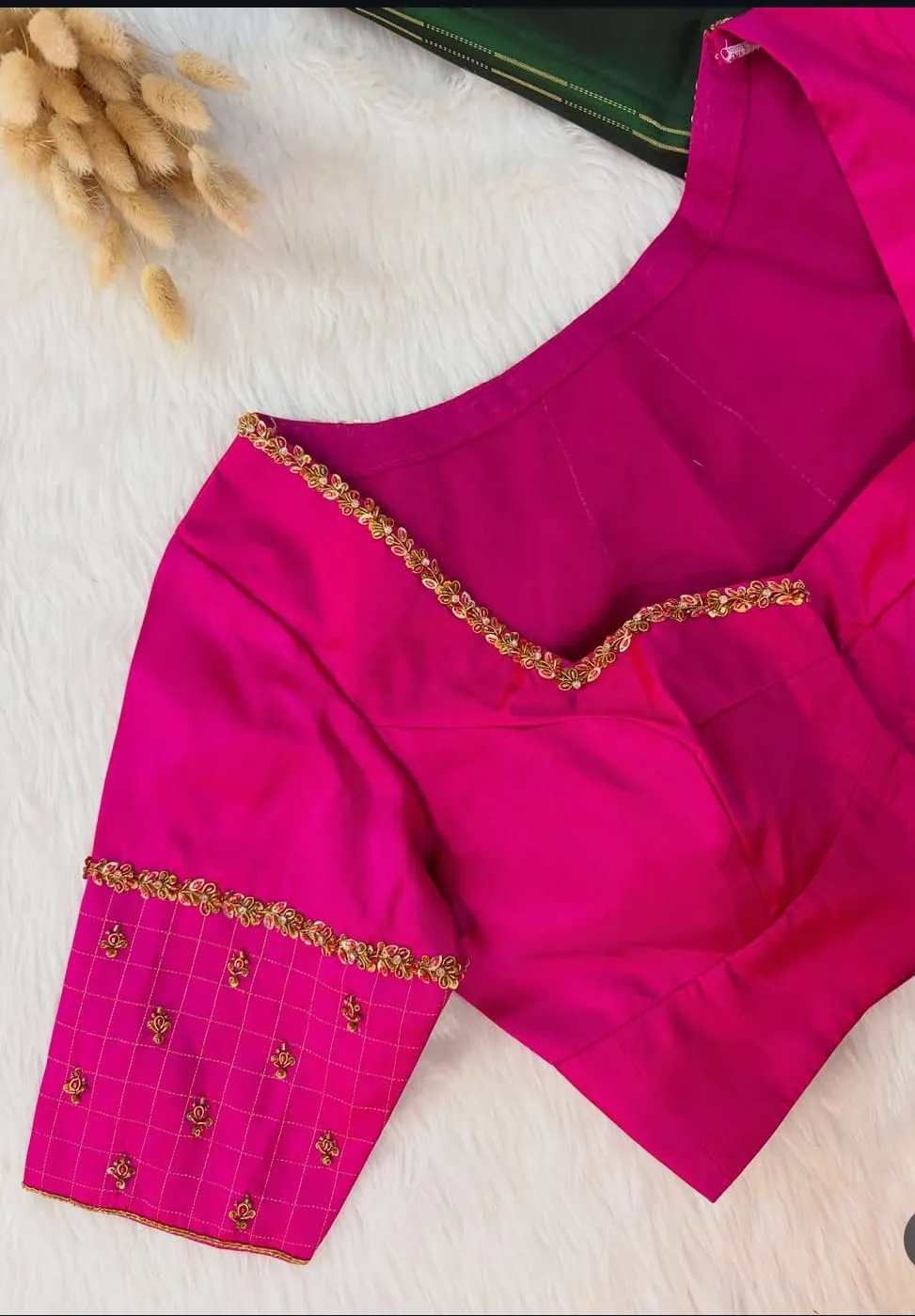 Pink Checked Designer Blouse