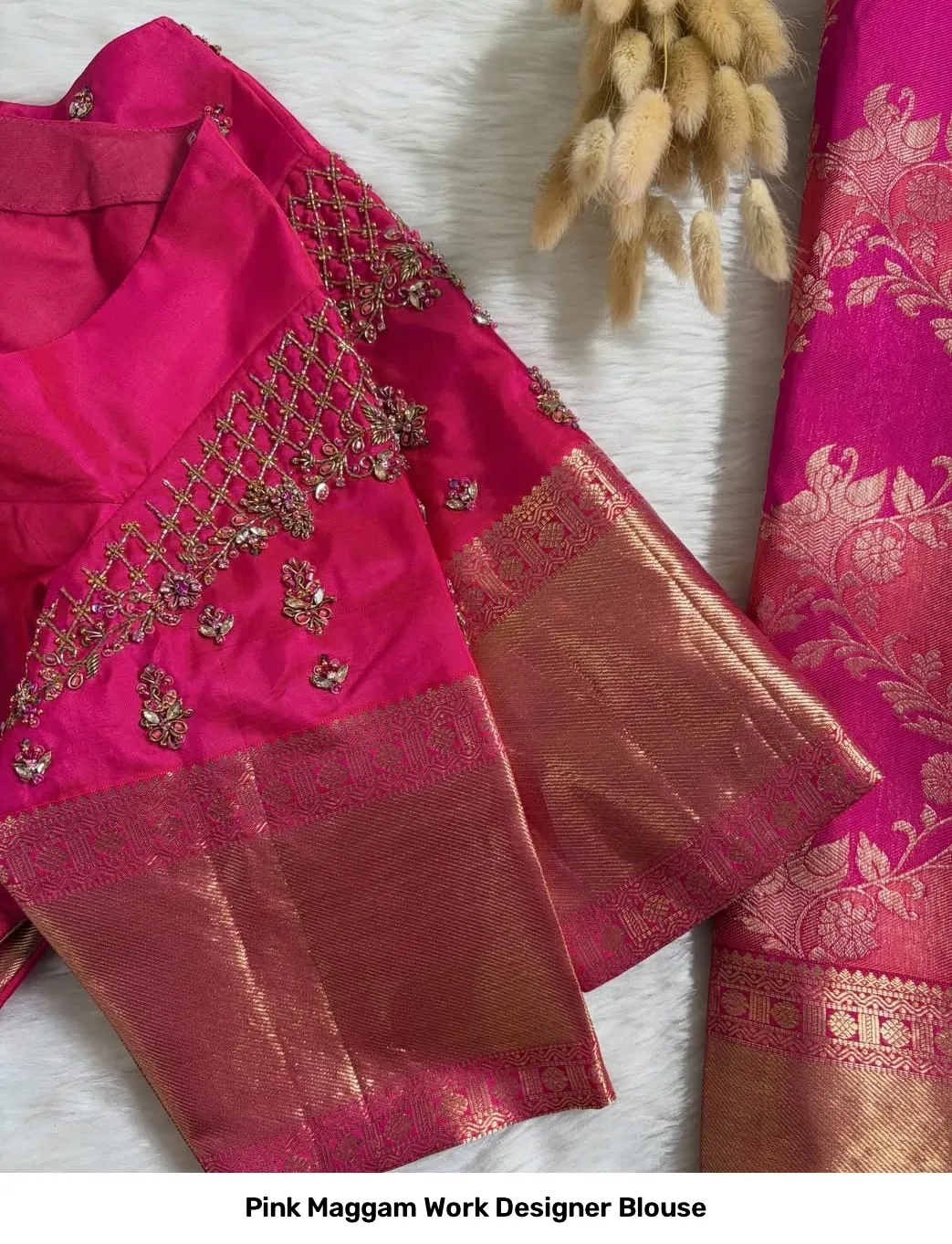 Pink Maggam Work Designer Blouse 4