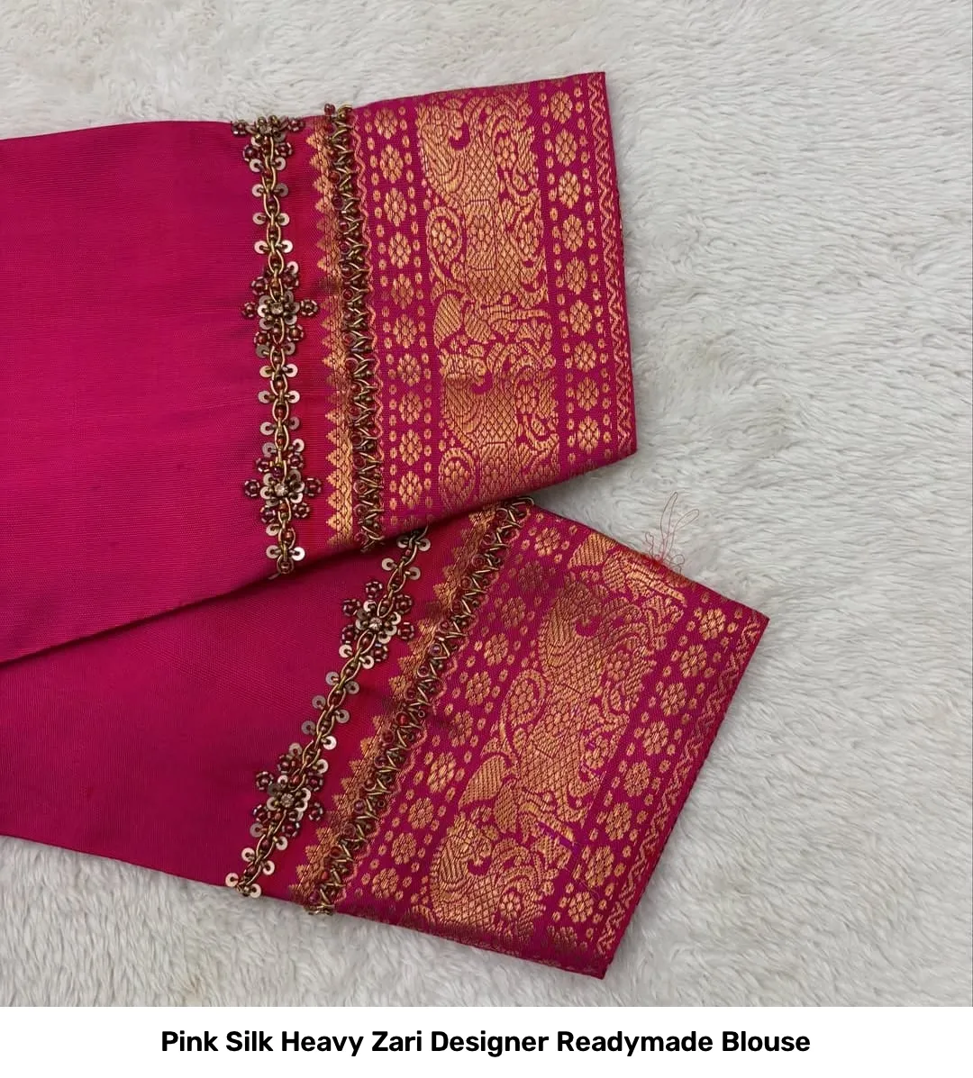 Pink Silk Heavy Zari Designer Readymade Blouse 3