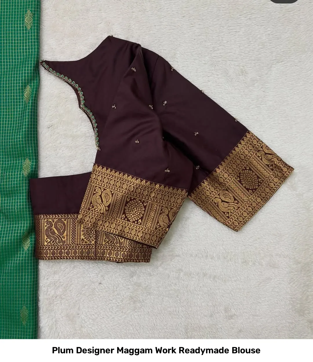 Plum Designer Maggam Work Readymade Blouse 2