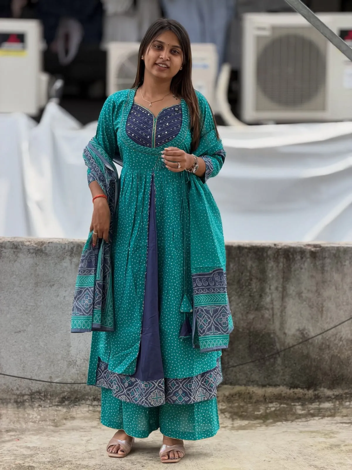 Printed Cotton Front-Cut Anarkali 3-Piece Suit Set