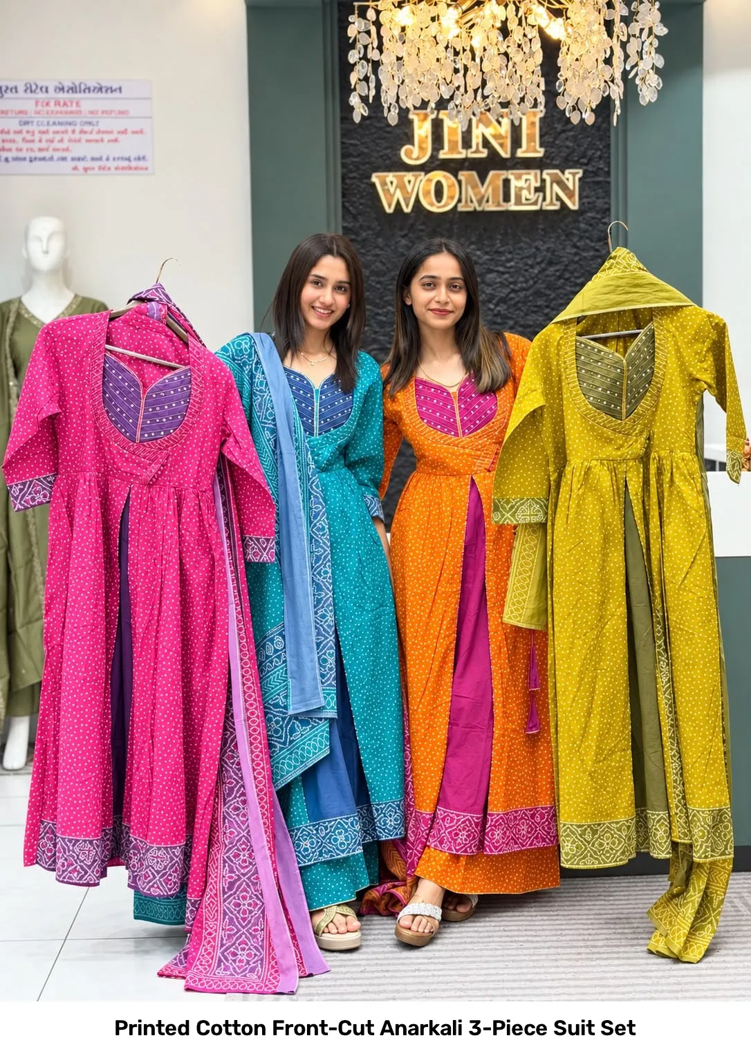 Printed Cotton Front-Cut Anarkali 3-Piece Suit Set 4