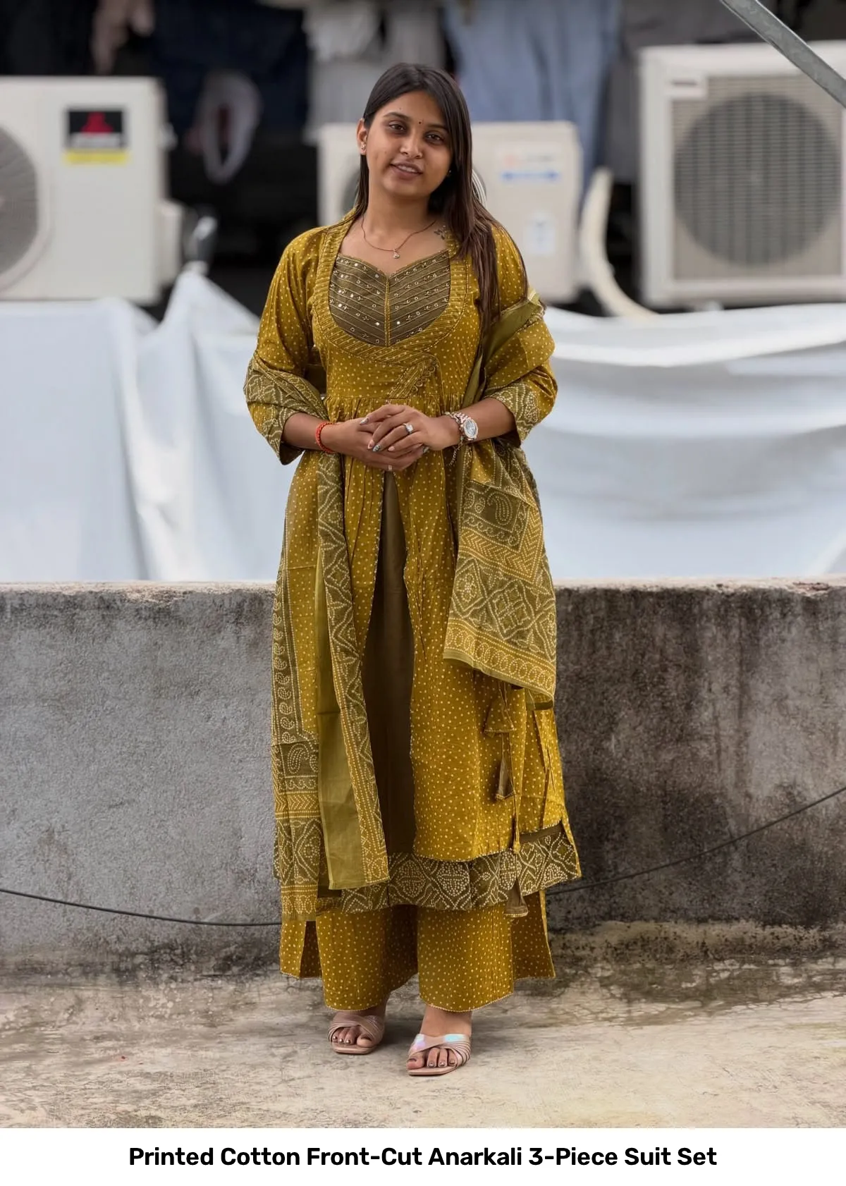 Printed Cotton Front-Cut Anarkali 3-Piece Suit Set 7