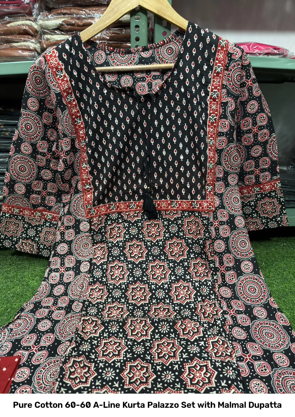 Pure Cotton 60-60 A-Line Kurta Palazzo Set with Malmal Dupatta 13