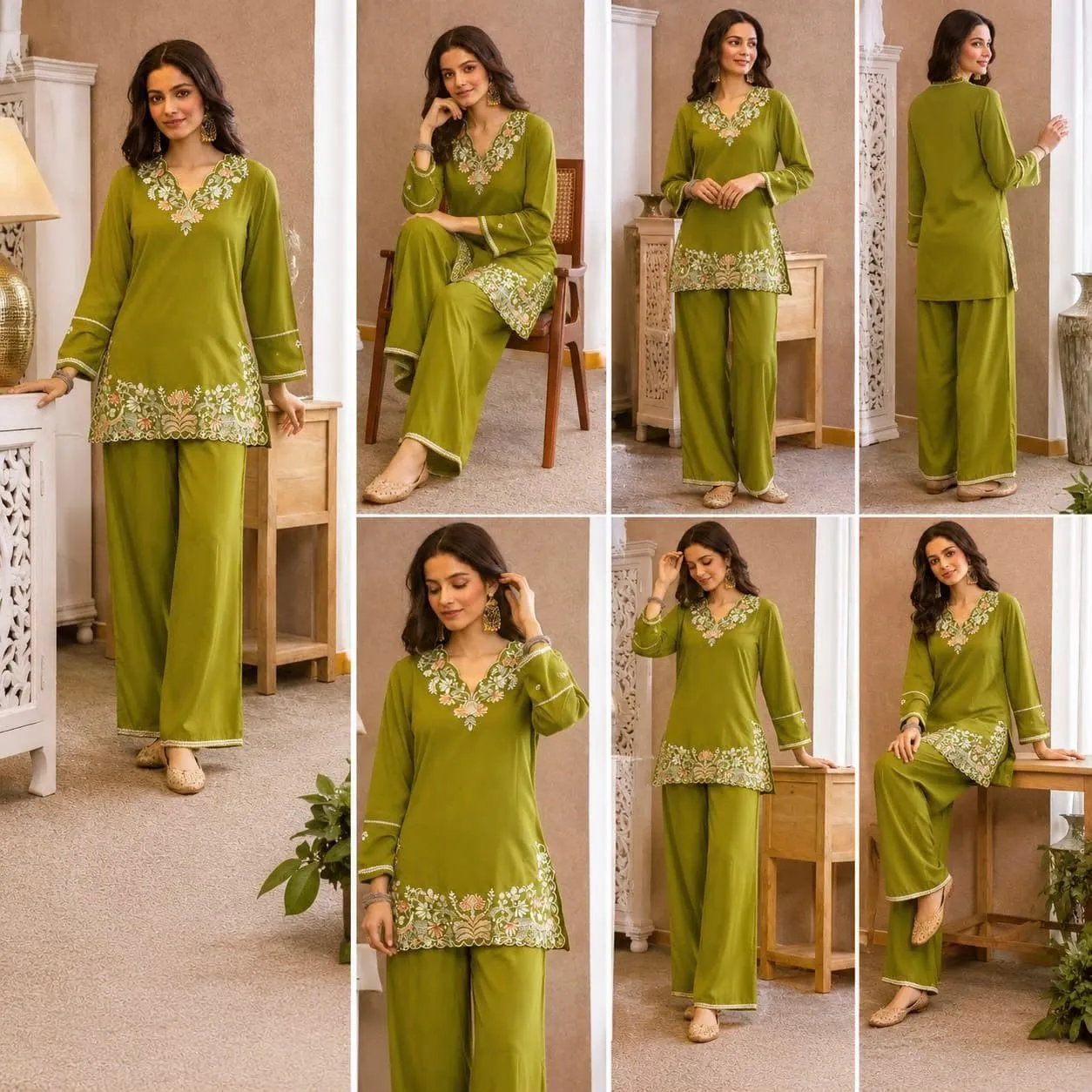 Pure Cotton 60-60 Embroidered Co-Ord Set