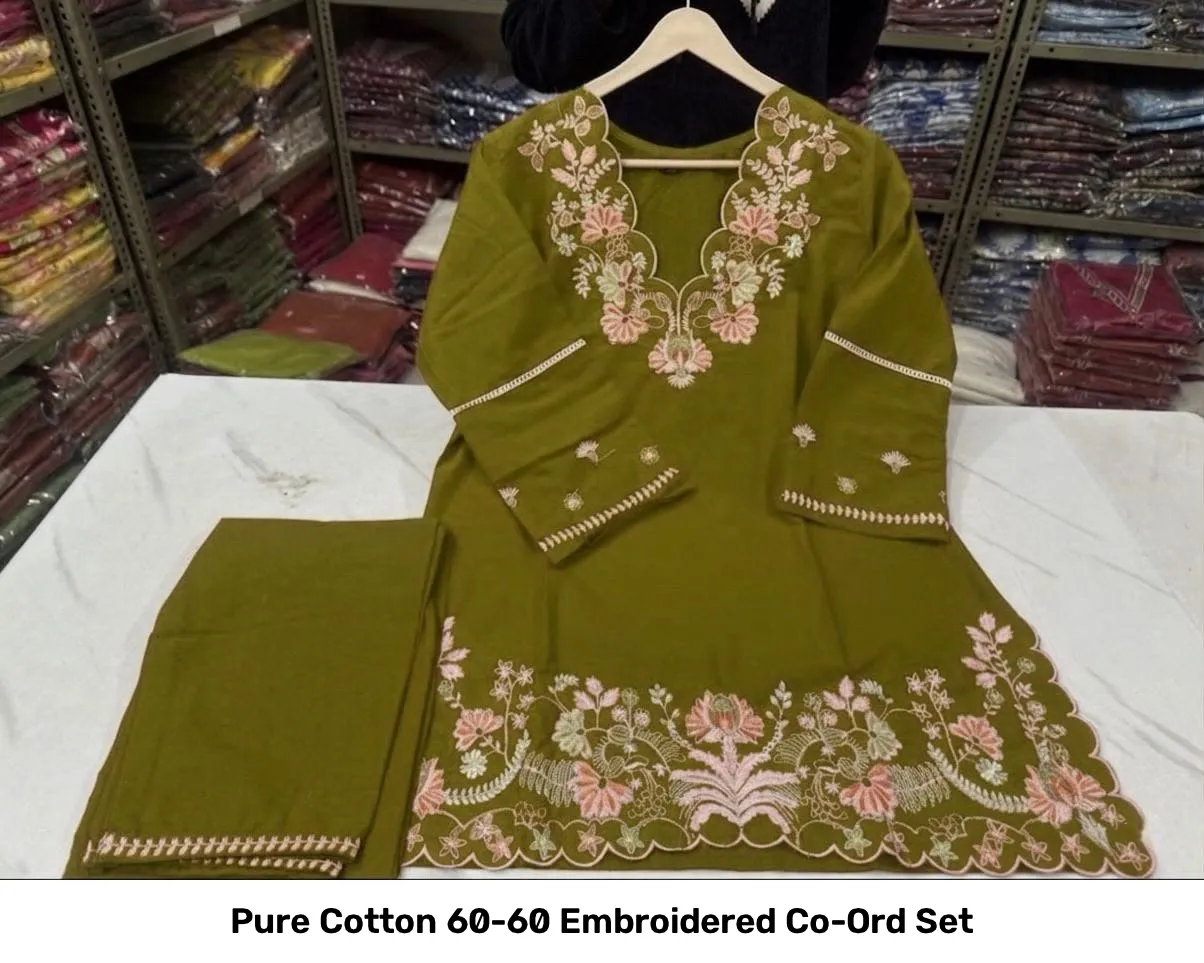 Pure Cotton 60-60 Embroidered Co-Ord Set 13